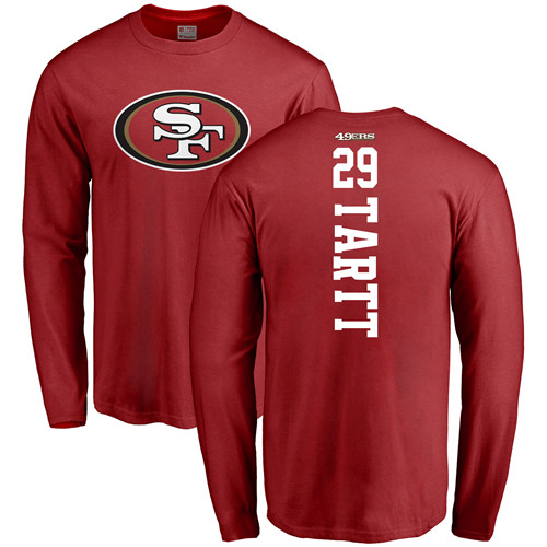 Men San Francisco 49ers Red Jaquiski Tartt Backer #29 Long Sleeve NFL T Shirt->nfl t-shirts->Sports Accessory